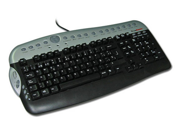 Teclado TrueBasix TXT-4000 Multimedia, PS/2, Color Negro con Plateado.