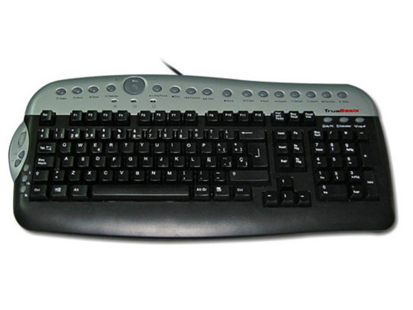 Teclado TrueBasix TXT-4000 Multimedia, PS/2, Color Negro con Plateado.
