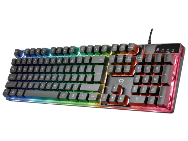 Teclado y Mouse Gamer Trust GXT Azor, Iluminación LED, USB. Color Negro.