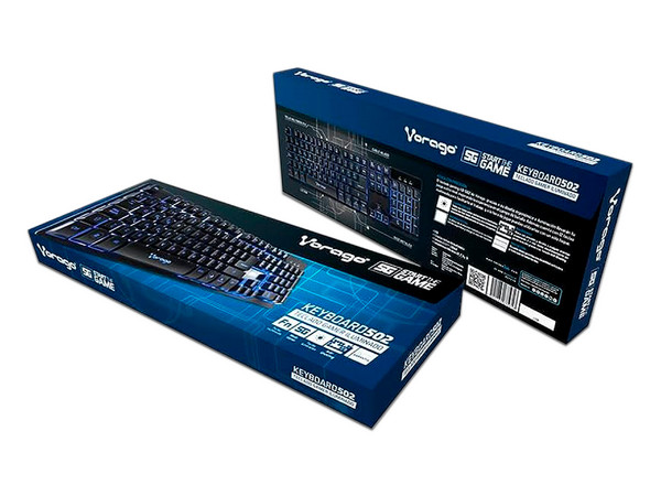 Teclado multimedia Vorago KB-502 con teclas retroiluminadas, USB.