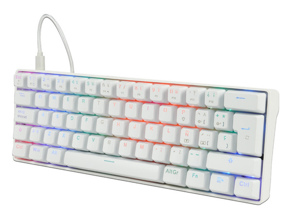 Teclado Mecánico Gamer Vorago KBG560, RGB, USB, Switch Rojo. Color Blanco/Rosa.