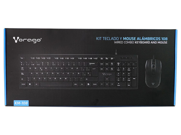 Kit de Teclado y Mouse Vorago KM-108, USB. Color Negro.