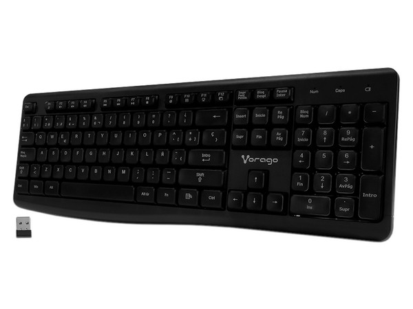 Teclado inalámbrico Vorago KM-200 V2, USB. Color Negro. (Versión en Español).