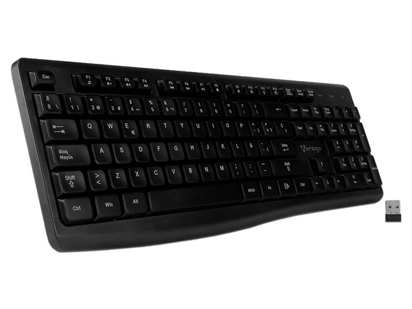 Teclado inalámbrico Vorago KM-200 V2, USB. Color Negro. (Versión en Español).