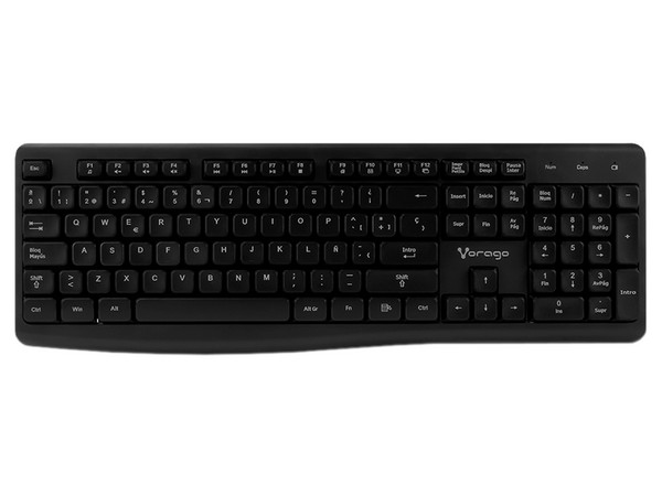 Teclado inalámbrico Vorago KM-200 V2, USB. Color Negro. (Versión en Español).