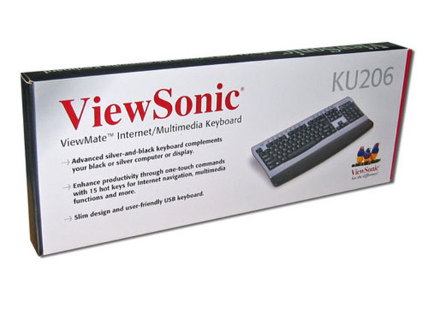 Teclado ViewSonic Multimedia, USB. Color Negro con Plateado