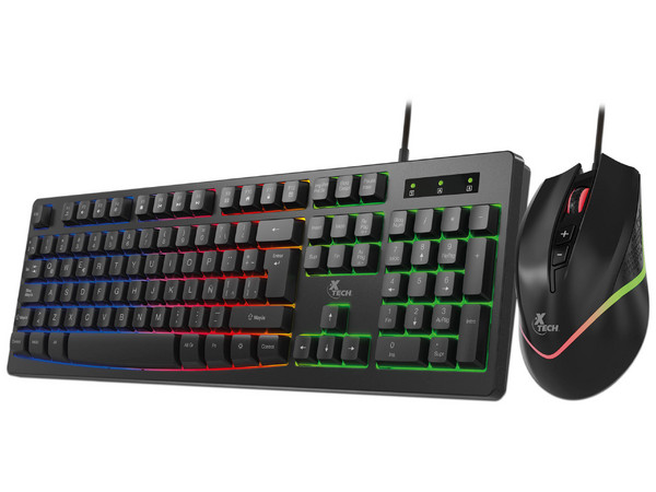 Kit Teclado y Mouse Óptico XTECH XTK-531S, Español, USB, RGB, Gaming.