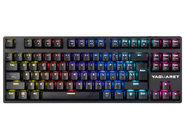 Teclado Mecánico Gamer Yaguaret Punisher, Iluminación RGB, Switch Azul, USB. Color Negro.