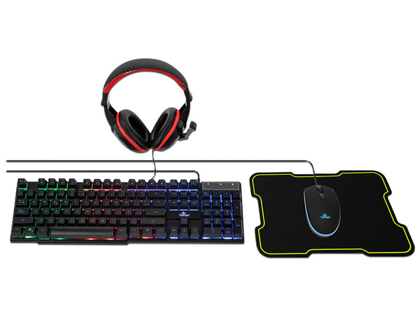 Kit de Teclado Gamer Yeyian Hydra, RGB.
Incluye Mouse Gamer RGB de 2400 dpi,
Audífonos Tipo Diadema de 3.5mm y
Mouse Pad de Caucho.