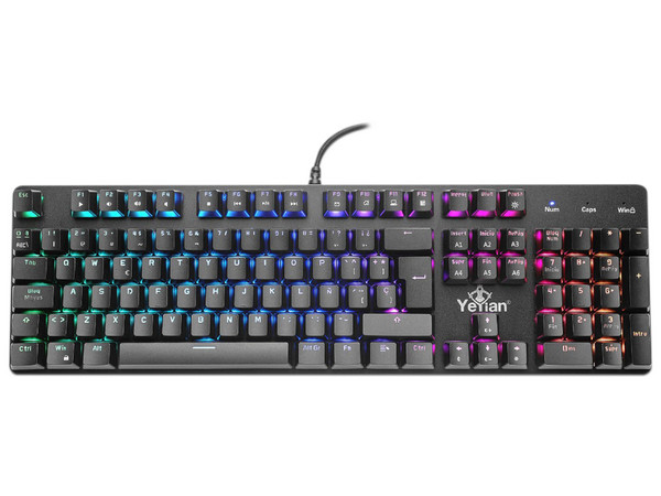 Teclado Mecánico Gamer Yeyian Kusari, RGB, USB, Switch Azul. Color Negro.