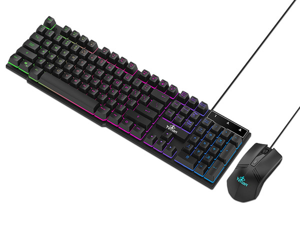 Kit Gamer de Teclado y Mouse Yeyian PHOENIX 2000, RGB, USB, Color Negro.