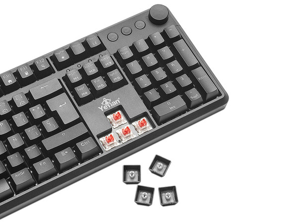 Teclado Gamer Mecánico Yeyian YTM-28208B , con retroiluminación RGB, USB, Switch Rojo.