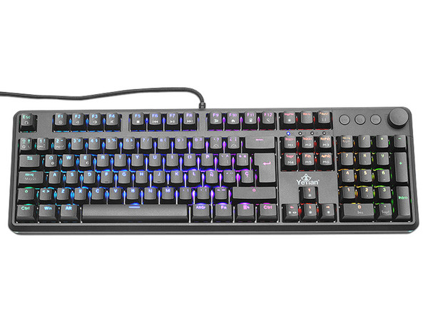 Teclado Gamer Mecánico Yeyian YTM-28208B , con retroiluminación RGB, USB, Switch Rojo.