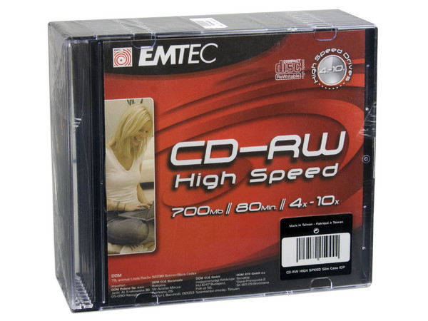 Paquete de 10 CD-RW EMTEC de 700MB / 10X en caja