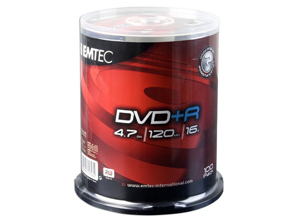 Torre de 100 DVD+R EMTEC de 4.7GB / 16X