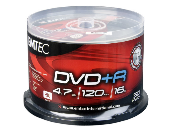 Paquete de 50 DVD+R EMTEC de 4.7GB / 16X