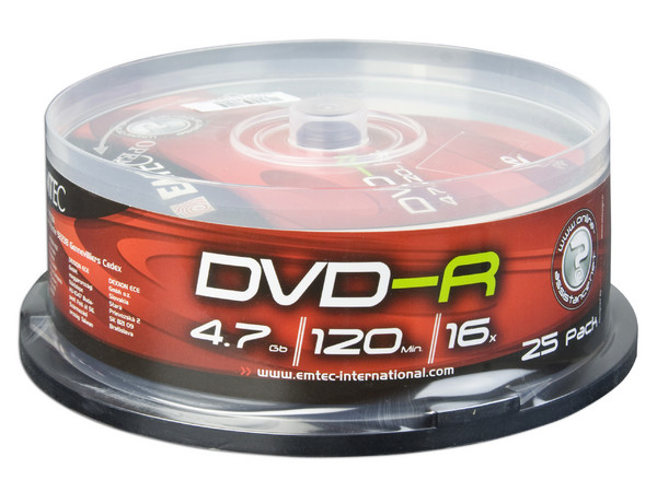 Paquete de 25 DVD-R EMTEC de 4.7GB / 16X