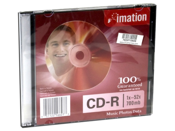 CD-R Imation de 700MB, 52X, Caja Slim, 1 pieza.