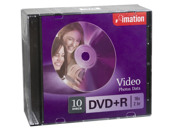 Paquete de 10 DVD+R Imation de 4.7GB, 16x.