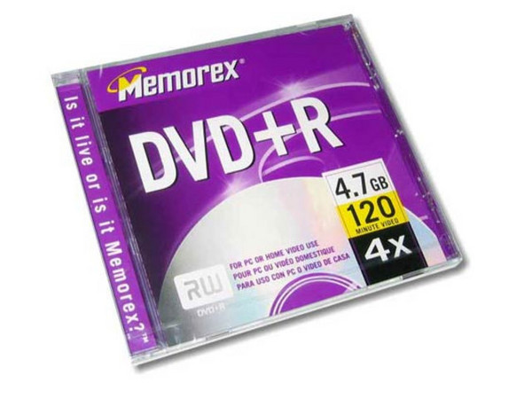 Paquete de 5 DVD+R Grabable Memorex, 4.7GB, 4x.