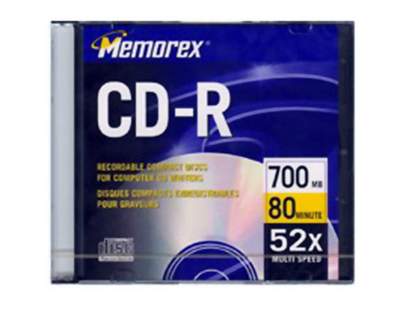 CD-R MEMOREX de 700MB, 80Min., 52X, Caja Slim, 1 pieza.