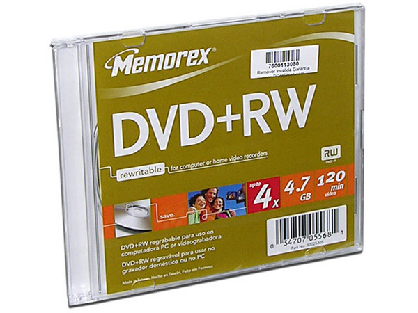 DVD+RW MEMOREX, 4.7GB, 4X, 1 pieza.