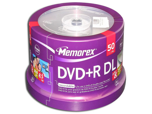 Paquete de 50 DVD+R DL Memorex de 8.5GB / 2.4X