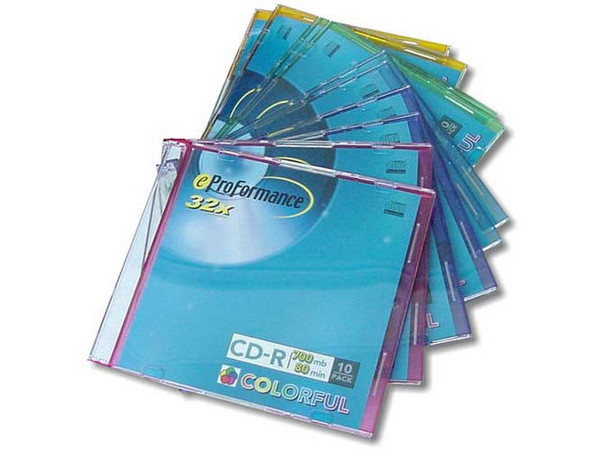 CD eProformance Virgen 80min/700MB, Colorful, 32X, SlimCase, 10CD.