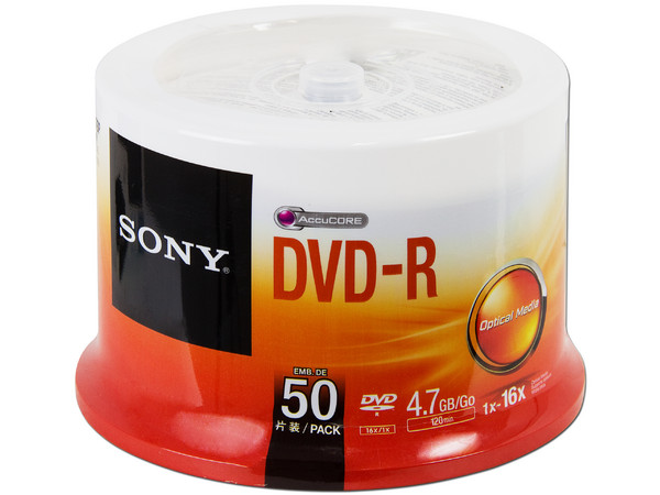 Paquete de 50 DVD-R Sony de 4.7 GB, 16x.