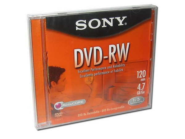 DVD-RW Sony, 4.7GB, 2X, 1 pieza.