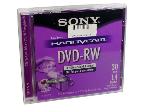 Mini DVD-RW Sony, 1.4GB, 2X, 1 pieza.