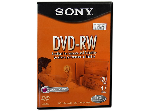 DVD-RW Sony, 4.7GB, 2X, 1 pieza.