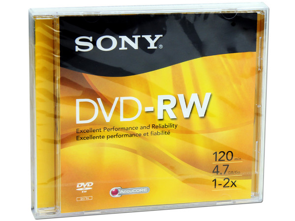DVD-RW Sony, 4.7GB, 2X, 1 pieza.