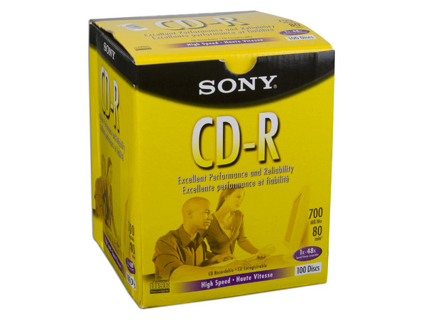 100 CDs marca Sony de 700MB/ 48x. Sin Caja.