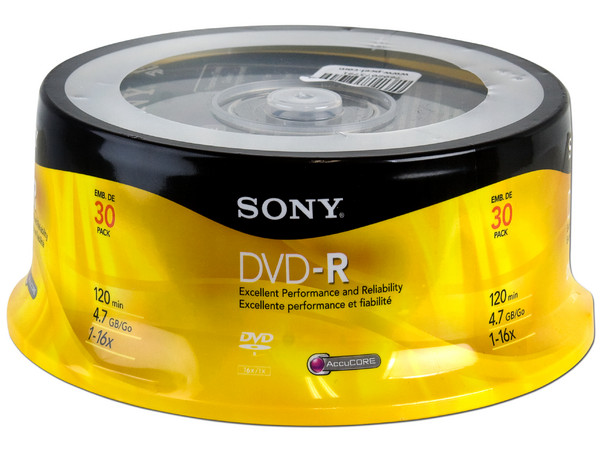 Paquete de 30 DVD-R Sony de 4.7GB / 16X