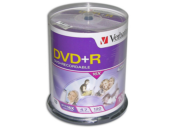 Paquete de 100 DVD+R Verbatim de 4.7GB, 16X