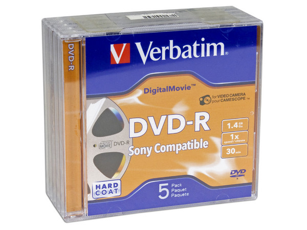 Paquete de 5 Mini DVD-R Verbatim de 1.4GB, 1X