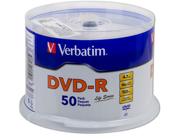 Paquete de 50 DVD-R Verbatim de 4.7GB, 16x.