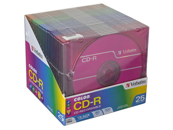 Paquete de 25 CD-R de Colores Verbatim, 700MB/80Min, 52X