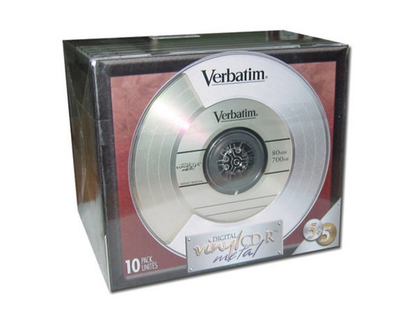 Paquete de 10 CD-R Verbatim Digital Vinyl METAL, 700MB/80 minutos, 5 dorados y 5 plateados.