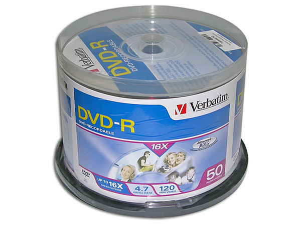 Paquete de 50 DVD-R Verbatim de 4.7GB, 16X