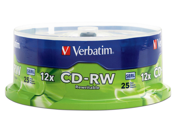 Paquete de 25 CD-RW Verbatim de 700MB, 12x.