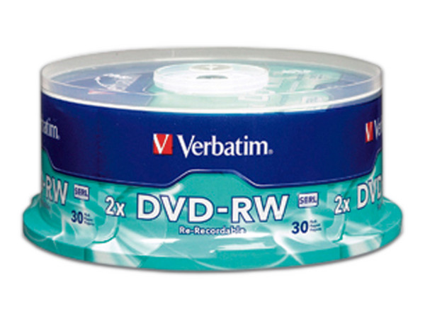 Paquete de 30 DVD-RW Verbatim, 4.7GB, 4X