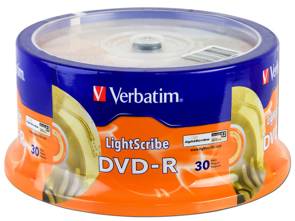 Paquete de 30 DVD-R LightScribe Verbatim de 4.7GB, 16X.