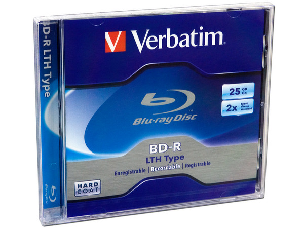 Blu-ray Disc BD-R LTH Type Verbatim de 25GB, 2X, 1 pieza.