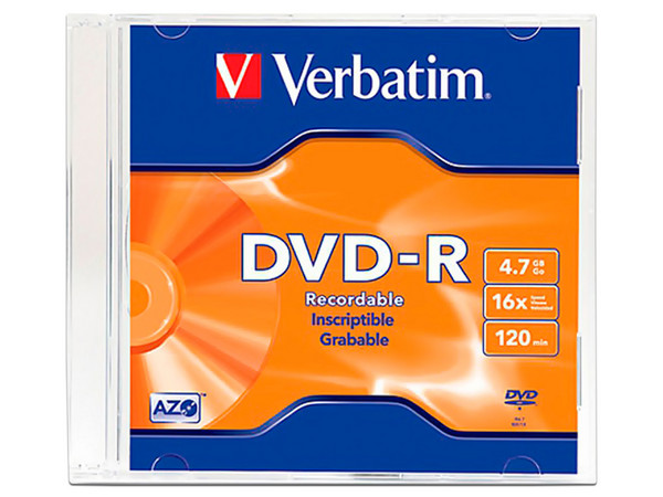 DVD+R Verbatim Caja Slim Case VB95093, 4.7GB, 16X, 1 pieza.