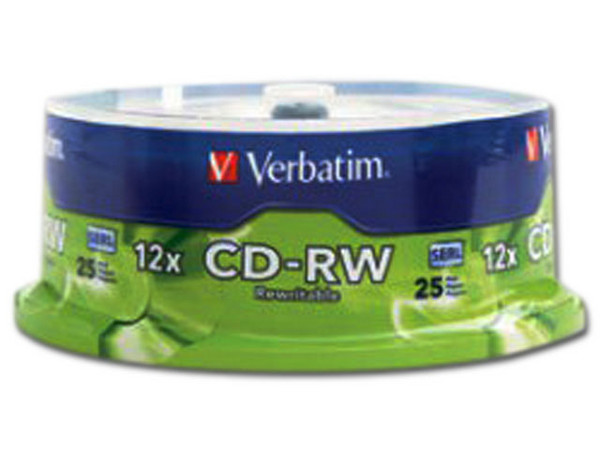 Paquete de 25 CD-RW Verbatim de 700 MB/80minutos, 12x.