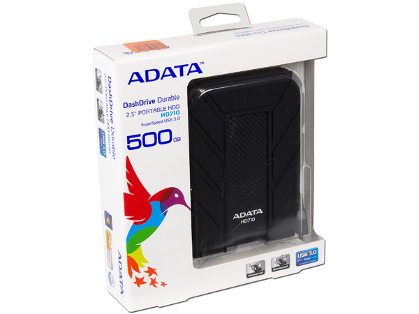 Disco Duro Portátil ADATA DashDrive Durable HD710 de 500 GB a prueba de agua y golpes, USB 3.0.