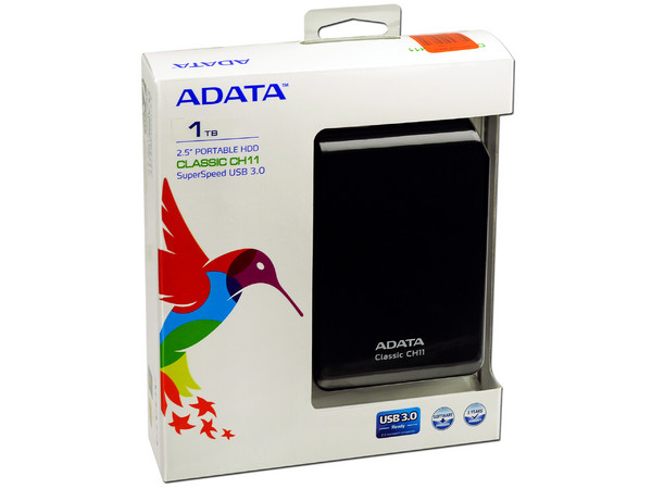 Disco Duro Portátil ADATA Classic CH11 de 1 TB, USB 3.0. Color Negro 