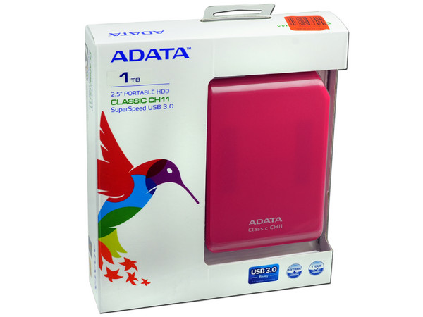 Disco Duro Portable ADATA Classic CH11 de 1TB, USB 3.0. Color Rosa